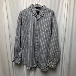 Archive Shirt Mens XL Blue White Striped Button Down Cotton Long Sleeve